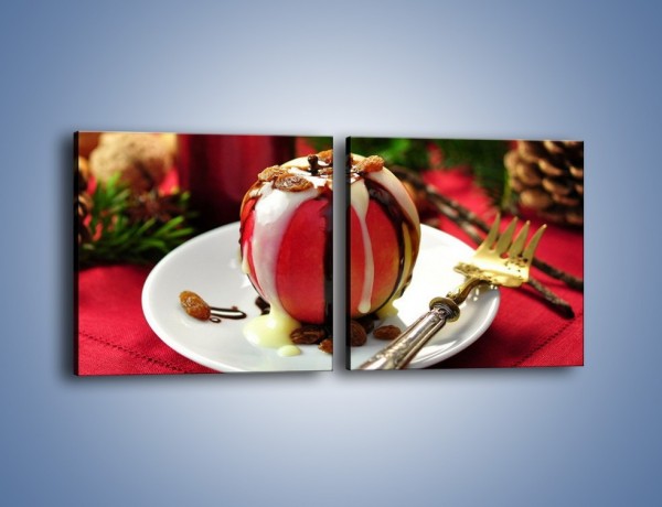 Obraz na płótnie – Jabłko w czekoladzie – dwuczęściowy kwadratowy poziomy JN255