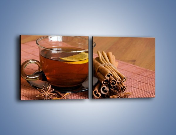 Obraz na płótnie – Rozgrzewająca filiżanka herbaty – dwuczęściowy kwadratowy poziomy JN266