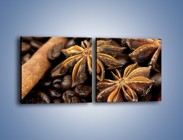 Obraz na płótnie – Goździkowe kwiaty z kawą – dwuczęściowy kwadratowy poziomy JN275