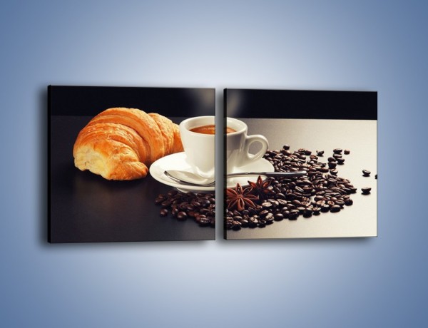 Obraz na płótnie – Rogalik z kawą – dwuczęściowy kwadratowy poziomy JN278