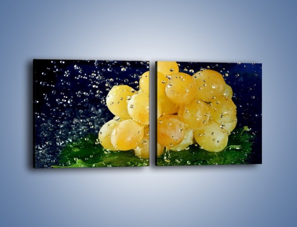 Obraz na płótnie – Słodkie winogrona z miętą – dwuczęściowy kwadratowy poziomy JN286