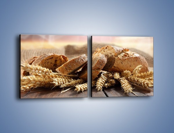 Obraz na płótnie – Świeży pszenny chleb – dwuczęściowy kwadratowy poziomy JN287