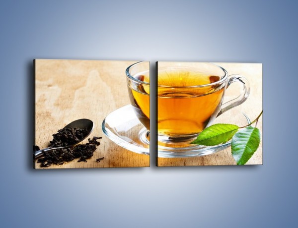 Obraz na płótnie – Listek mięty dla orzeźwienia herbaty – dwuczęściowy kwadratowy poziomy JN290