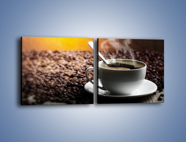 Obraz na płótnie – Aromatyczna filiżanka kawy – dwuczęściowy kwadratowy poziomy JN298