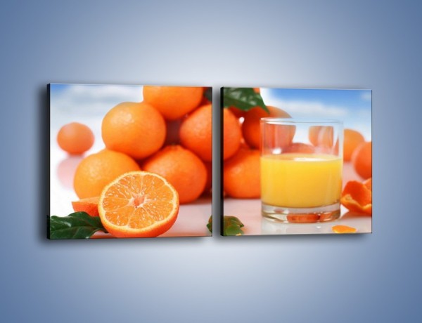 Obraz na płótnie – Szklanka soku pomarańczowego – dwuczęściowy kwadratowy poziomy JN301