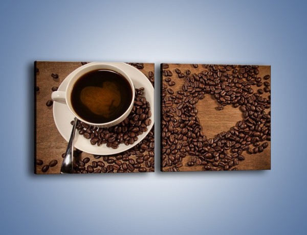 Obraz na płótnie – Miłość do kawy – dwuczęściowy kwadratowy poziomy JN312