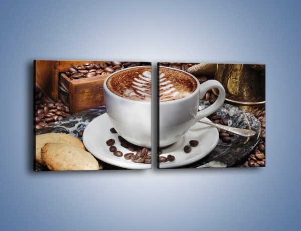 Obraz na płótnie – Taca z kawą – dwuczęściowy kwadratowy poziomy JN338