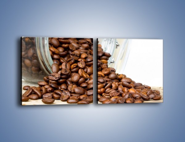 Obraz na płótnie – Ziarna kawy w słoiku – dwuczęściowy kwadratowy poziomy JN368