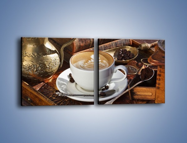 Obraz na płótnie – Wspomnienie przy kawie – dwuczęściowy kwadratowy poziomy JN377