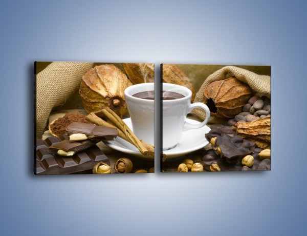 Obraz na płótnie – Kawa z orzechami i czekolada – dwuczęściowy kwadratowy poziomy JN387