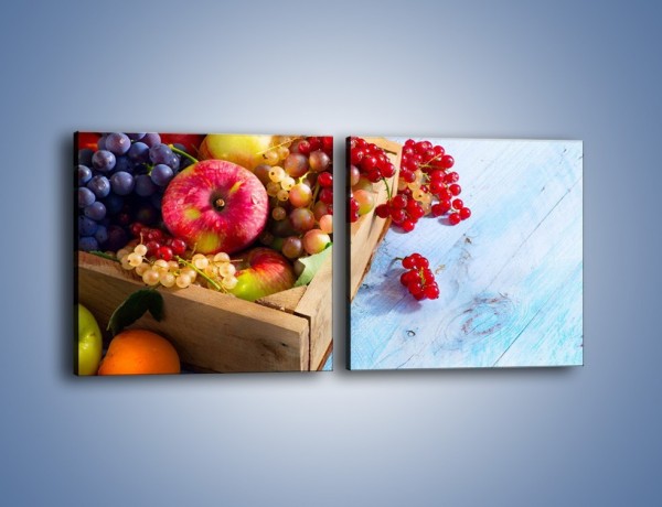 Obraz na płótnie – Skrzynka z owocami – dwuczęściowy kwadratowy poziomy JN405
