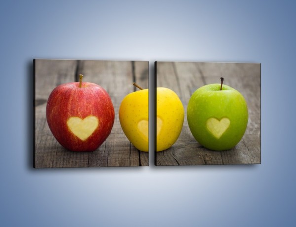 Obraz na płótnie – Miłość do jabłek – dwuczęściowy kwadratowy poziomy JN410