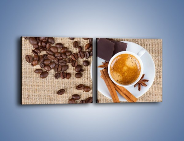 Obraz na płótnie – Kawa i czekolada – dwuczęściowy kwadratowy poziomy JN420