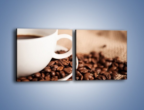 Obraz na płótnie – Kawa z bliska – dwuczęściowy kwadratowy poziomy JN431