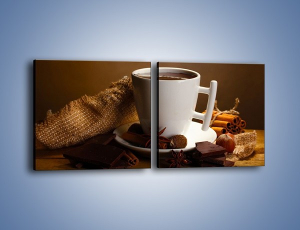 Obraz na płótnie – Gorąca czekolada z dodatkami – dwuczęściowy kwadratowy poziomy JN452