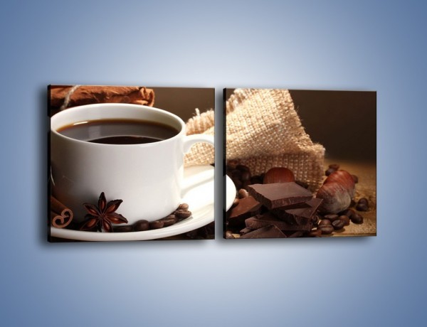 Obraz na płótnie – Kawa z dodatkiem czekolady – dwuczęściowy kwadratowy poziomy JN453