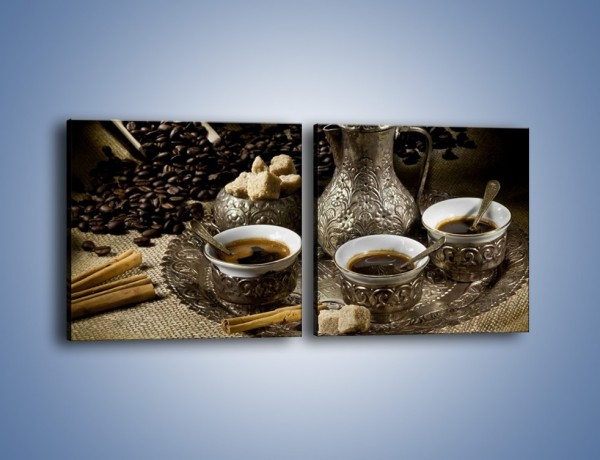 Obraz na płótnie – Tajemnicze opowieści przy kawie – dwuczęściowy kwadratowy poziomy JN455