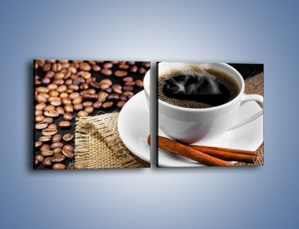 Obraz na płótnie – Kawa z cynamonową laską – dwuczęściowy kwadratowy poziomy JN456