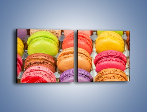 Obraz na płótnie – Słodkie babeczki w kolorach tęczy – dwuczęściowy kwadratowy poziomy JN458