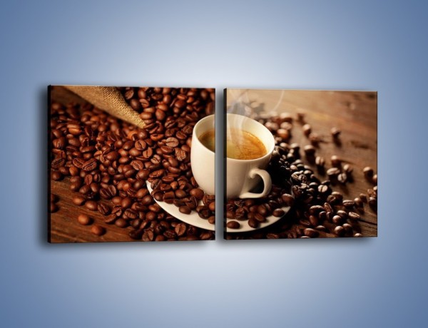 Obraz na płótnie – Zatopione ziarna kawy – dwuczęściowy kwadratowy poziomy JN477