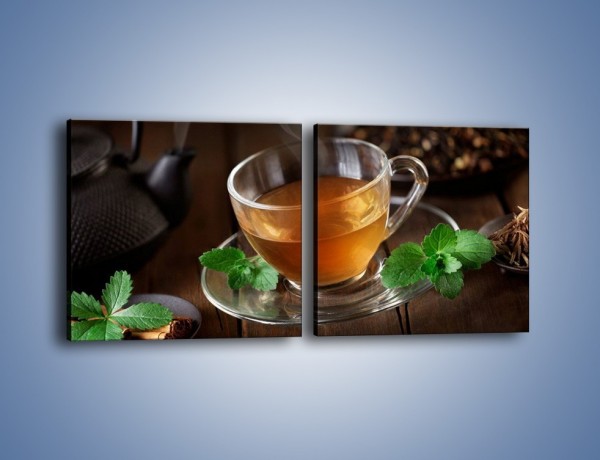 Obraz na płótnie – Mała filiżanka gorącej herbaty – dwuczęściowy kwadratowy poziomy JN493
