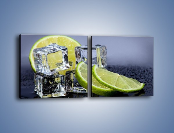 Obraz na płótnie – Plastry limonki o zmroku – dwuczęściowy kwadratowy poziomy JN496
