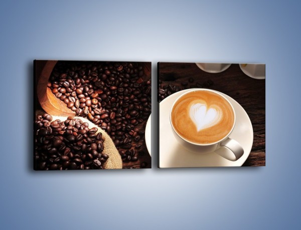 Obraz na płótnie – Kawa z białym sercem – dwuczęściowy kwadratowy poziomy JN546
