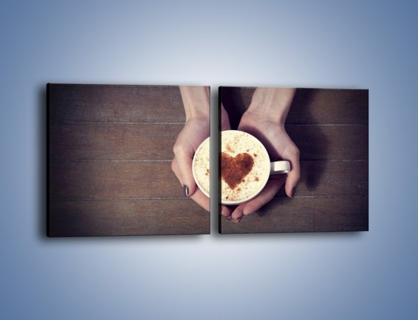 Obraz na płótnie – Kawa z ciepłym dotykiem – dwuczęściowy kwadratowy poziomy JN548