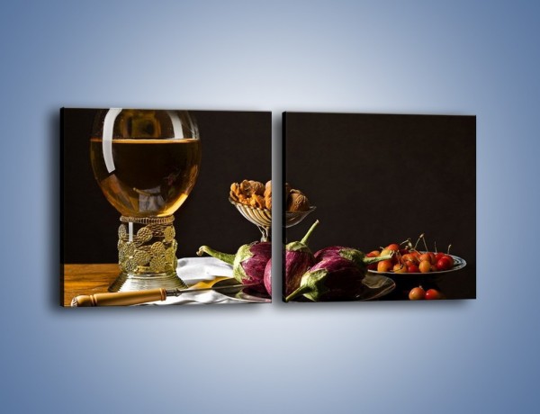 Obraz na płótnie – Świeży sok wśród talerzy – dwuczęściowy kwadratowy poziomy JN569