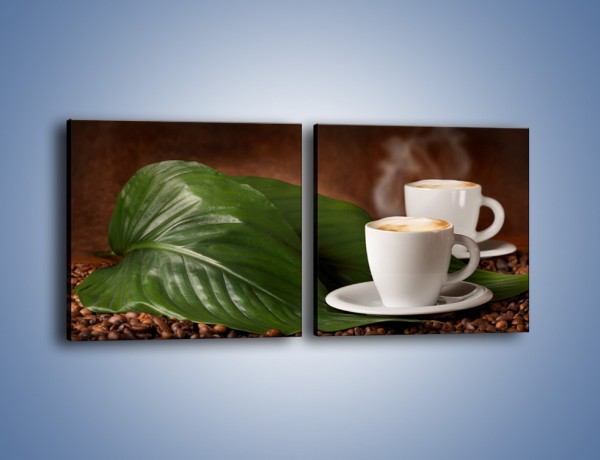 Obraz na płótnie – Kawa na eukaliptusie – dwuczęściowy kwadratowy poziomy JN576