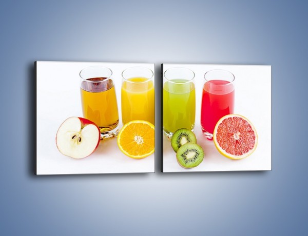 Obraz na płótnie – Świeże soki dla dzieci z owoców – dwuczęściowy kwadratowy poziomy JN579
