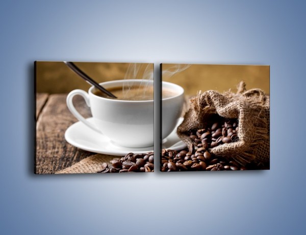 Obraz na płótnie – Filiżanka kawy z małą łyżeczką – dwuczęściowy kwadratowy poziomy JN598