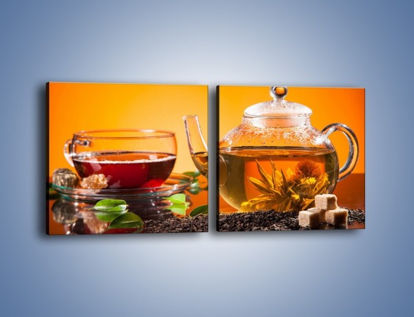 Obraz na płótnie – Dzbanuszek świeżej herbaty – dwuczęściowy kwadratowy poziomy JN626