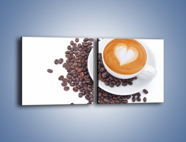 Obraz na płótnie – Miłość i kawa na białym tle – dwuczęściowy kwadratowy poziomy JN633