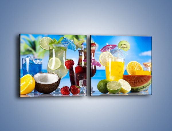 Obraz na płótnie – Drinki z egzotycznych owoców – dwuczęściowy kwadratowy poziomy JN640