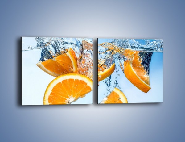 Obraz na płótnie – Pomarańcza mocno zakurzona – dwuczęściowy kwadratowy poziomy JN650