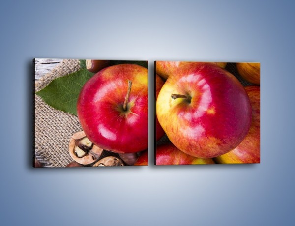 Obraz na płótnie – Jabłka z orzechami – dwuczęściowy kwadratowy poziomy JN669