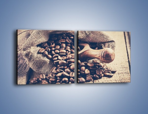 Obraz na płótnie – Odpowiednio odmierzone ziarna kawy – dwuczęściowy kwadratowy poziomy JN714