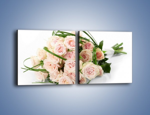 Obraz na płótnie – Wiązanka delikatnie różowych róż – dwuczęściowy kwadratowy poziomy K012