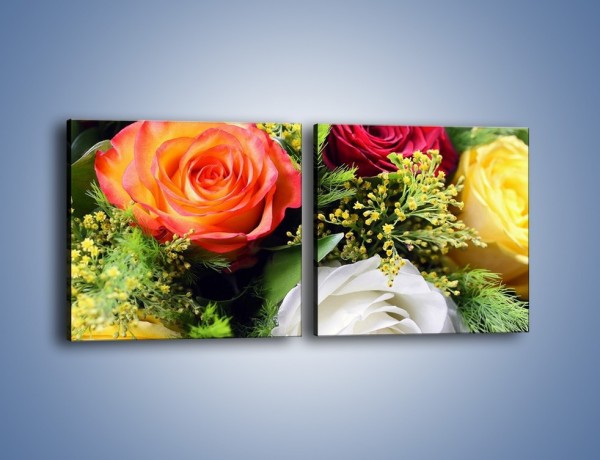 Obraz na płótnie – Róże z polnymi dodatkami – dwuczęściowy kwadratowy poziomy K061