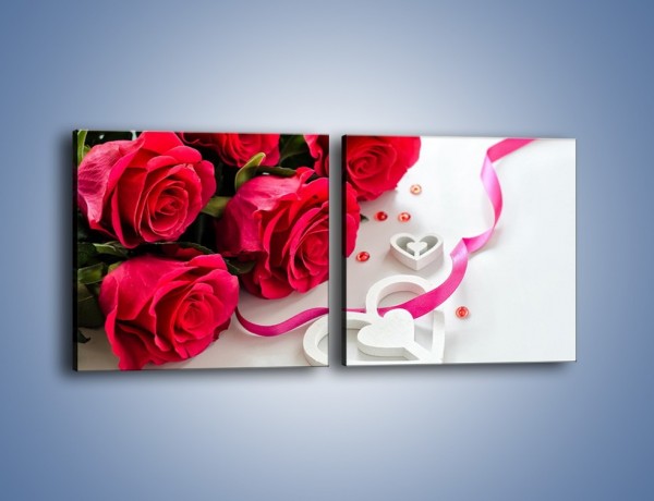 Obraz na płótnie – Róża z miłosnym przekazem – dwuczęściowy kwadratowy poziomy K1011
