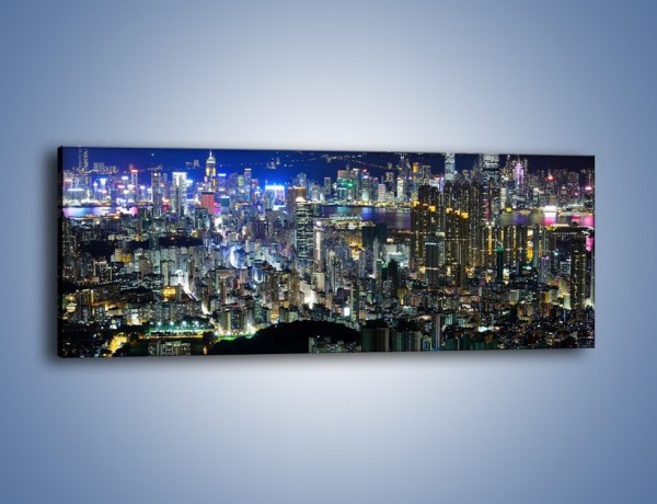 Obraz na płótnie – Drapacze chmur w Hong Kongu – jednoczęściowy panoramiczny AM369
