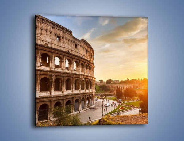Obraz na płótnie – Rzymskie Koloseum o zachodzie słońca – jednoczęściowy kwadratowy AM684