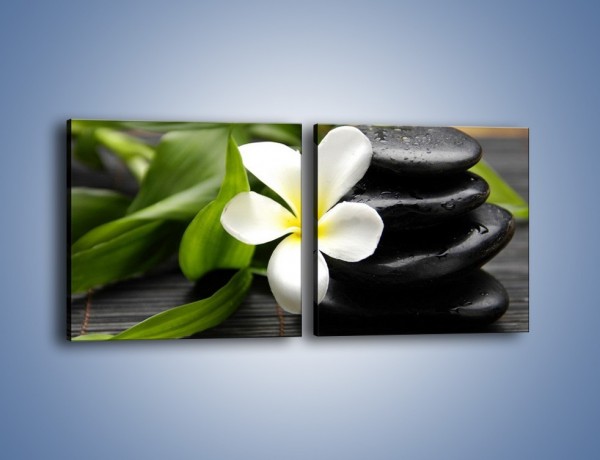 Obraz na płótnie – Kwiat na bambusowej macie – dwuczęściowy kwadratowy poziomy K267