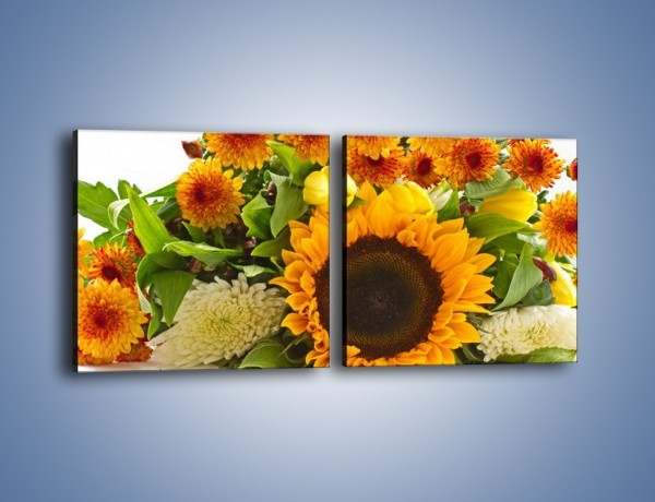 Obraz na płótnie – Łąka bukiet słoneczniki – dwuczęściowy kwadratowy poziomy K311