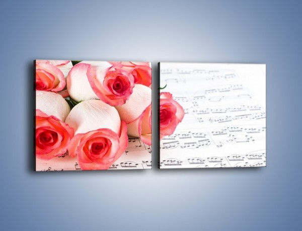 Obraz na płótnie – Najpiękniejsze melodie wśród róż – dwuczęściowy kwadratowy poziomy K377