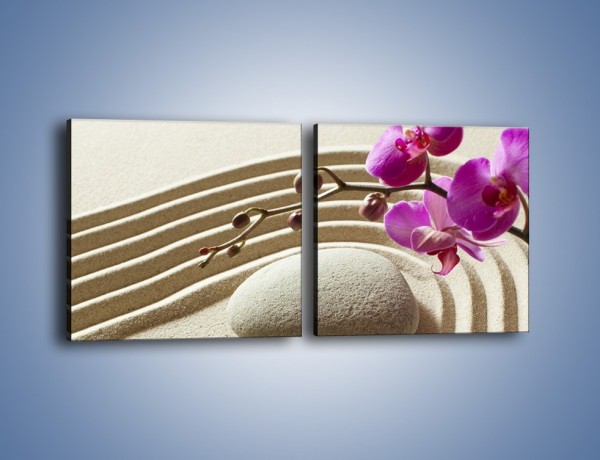 Obraz na płótnie – Kwiat w piasku – dwuczęściowy kwadratowy poziomy K433
