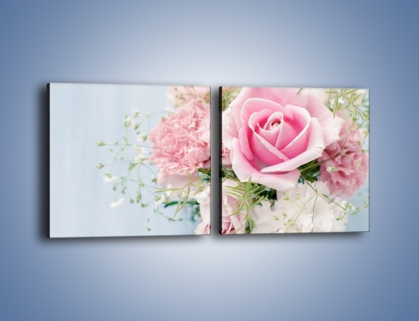 Obraz na płótnie – Kwiaty z ślubną historią – dwuczęściowy kwadratowy poziomy K494
