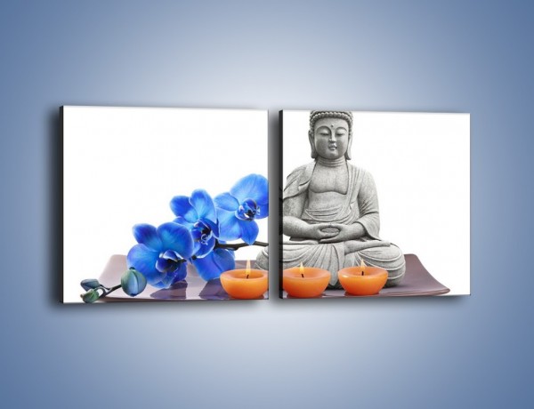 Obraz na płótnie – Budda i kwiat – dwuczęściowy kwadratowy poziomy K593
