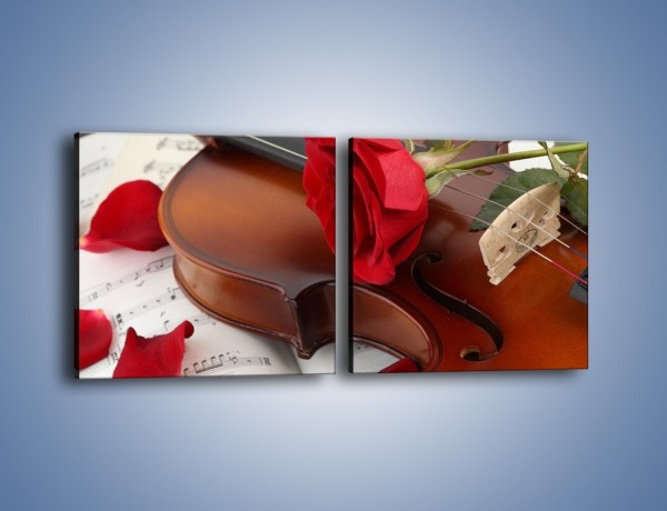 Obraz na płótnie – Instrument muzyka i kwiaty – dwuczęściowy kwadratowy poziomy K900
